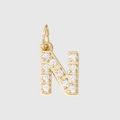 Pendentif lettre N doré orné de zircons blancs pour colliers personnalisés chic - Lettre N / Or