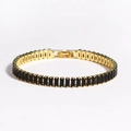 Elegante pulsera tenis dorada con cristales de circonita negra de corte rectangular - Oro Circonita Negra