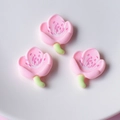 DIY pink peach blossom resin charms with green stems for hair accessories and car decor - Pink Opened