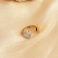 Two-tone gold and silver open ring featuring shell design on elegant satin fabric - Two-tone Double Shell Open Ring