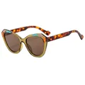Cat eye glasses in translucent yellow-green frame with colorful accents and tortoise temples - C2-Olive Green Frame Tea Lens