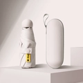 Portable UPF50+ light beige capsule sun umbrella with compact storage case and wrist strap - Off-white (with Storage Bag)
