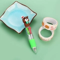 Christmas 4-color ballpoint pen with a cartoon brown bear doll and green grip - Christmas Series 4-Bear