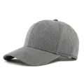 Gorra de béisbol gris clásica de seis paneles con visera curva y textura de sarga - Ajustable / Gris Medio