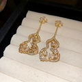 Luxurious gold gourd drop earrings with micro-set zircons on white velvet padding - Gold-Gourd (47#Gold Pave Gourd)
