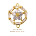 Zircon flower hexagonal jewelry connector in gold finish for necklace bracelet making - Gold Hexagon Flower (L0661-A)