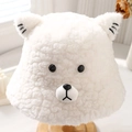 Witte pluche beer vissershoed met zachte imitatiebont textuur op standaard - M (56-58cm) / Wit