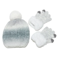 Dettaglio di cappello in maglia e guanti touch con morbido bordo in ecopelliccia - Bianco