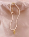 White Pearl Gold Leaf Pendant