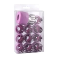 Set di 12 stampini per biscotti in acciaio inox con impugnature rosa e scatola trasparente - Scatola in PVC / Rosa Viola