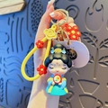 Cartoon Tang dynasty girl keychain with blue hanfu dress and yellow hand strap - Tang Dynasty Lady - Qing Shuang (Blue/Yellow)