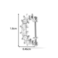 U-shaped stainless steel ear cartilage stud with five square clear zircon stones - Square Zirconia Row Style (2615-5#) / Silver