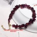 Detail of garnet chip bracelet with 14K gold filled lobster clasp and heart charm - Garnet