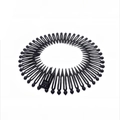Close-up of black elastic zig-zag hair comb headband with durable stretchable plastic teeth - Black with Beads