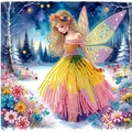 DIY winter fairy diamond painting kit with colorful round gems and snowy forest scene - Elf / 20x30cm