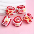 Hand-painted heart and bow beads for DIY jewelry and phone chains in winter style - Clear Bead Red Cream Heart White Hi