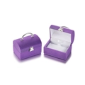 Purple velvet treasure chest jewelry box with silver handle and cute bear clasp detail - Jewelry Box Purple (Suitcase)