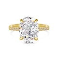 Anello di lusso in argento S925 con zircone ovale centrale e fascia dorata lucida - US 5 / Oro/Bianco