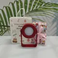Red portable LED lantern lamp with adjustable U-bracket and circular light head - Birthday Bag + Cupid Gift Wrap / Red