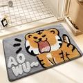 Tappeto bagno tigre grigio in morbida flanella con motivo animale giallo per casa - 40*60cm / Tigre Ao Wu