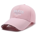 Pink baseball cap with Paris French embroidery and sport trim on the long brim - Adjustable / Pink
