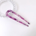 U-shaped hair pin in purple marble acetic acid resin with minimalist French design - Purple Floral Marble