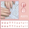 Roze nude gradiënt plaknagels met cat-eye glitter effect, 24 stuks korte vierkante set - Roze-Bruin Gradiënt Cat Eye (A3215)