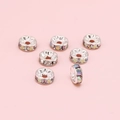 Silver plated rondelle spacer bead with rainbow rhinestones for DIY bracelet making - Copper Rhinestone Rondelle / 8mm / 20pcs Pack / Silver + White AB Rhinestone