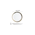 White 19.5cm ceramic dinner plate with a wavy gold rim detail for luxury dining - 8-inch Silk Rim Chrysanthemum Plate