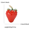 Spilla fragola in smalto per abito da donna con dettagli dimensioni 3,5cm x 2,3cm - Rosso