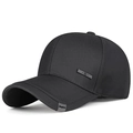 Klassische schwarze Twill-Baseballkappe mit dunkelgrauem Metall-Detail und Logo-Etikett - Verstellbar / Dunkelgrau