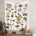 Bohemian botanical mushroom wall tapestry featuring vintage plant illustrations for home decor - 73X95CM / GT220202-24 Mushrooms (Brushed Fabric)