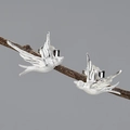 Artistic bird shaped silver earrings on a tree branch with brushed metallic finish - Silver Swallow Style (LFJA0103B) / 925 Silver