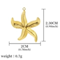 Golden starfish pendant with textured finish for stainless steel jewelry making - Golden Starfish (A0005601)