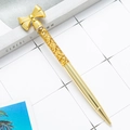 Creative gold bow metal ballpoint pen with flowing glitter and luxurious golden finish - Electroplated Gold