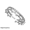 Silver-finished geometric stainless steel twisted rope and bead open cuff bracelet - Double Layer Style (YY328) / Steel