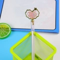Pink crystal heart gel pen with gold metallic finish and glitter detail in a pencil holder - Pink