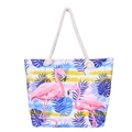 Große Strandtasche aus Canvas mit Flamingo-Muster und robusten Seilgriffen - Gestreifter Flamingo Tropische Blätter (4)