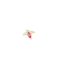 Gold s925 silver dinosaur stud earring featuring a vibrant pink marquise-cut crystal - 925 Silver / Pterosaur Gold Color (RHE953G)