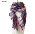 Checkered imitation cashmere scarf in colorful purple and red plaid with soft fringe - 140x140cm / 09# Beige Pastel Plaid