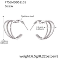 Orecchini a cuore a tre strati in acciaio inossidabile argento, altezza 2,4 cm - Stile Cuore Triplo Strato (F753-A Colore Acciaio) / Colore acciaio