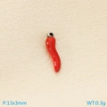 Single red enamel chili pepper pendant accessory, stainless steel 13x3mm charm - 13x3mm Red Chili Silver Hanging Ring (KLJ9996-Z)