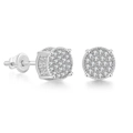 Hip hop silver screw back stud earrings featuring micro-pave cubic zirconia accents - 6mm Screw Back / Platinum