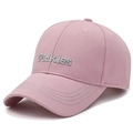 Pink cotton baseball cap with gray embroidered Pickles text for outdoor sun protection - Letter Embroidery (Pickles) / Pink