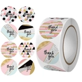Roll of 8 geometric floral thank you stickers for professional gift packaging - Geometric Thank You