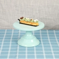 Soporte para tartas de cerámica azul claro de un nivel con bandeja redonda y base de metal - Bajo 20cm / Azul