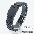 Men's punk V-shaped snake bone chain bracelet in polished black finish, 210mm length - Black (KB210381-KJX)
