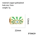 Detailed specs of green enamel Evil Eye charm bead with 12mm x 22mm copper gold plating - PT0029-Green White Radial Evil Eye Bead