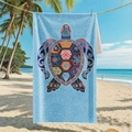 Microfiber beach towel featuring a colorful mandala sea turtle design at the seaside - B97-Colorful Mandala Turtle
