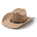 Chapeau de cowboy classique en daim kaki avec garniture métallique vintage sur le bandeau - M (56-57 cm) / Suédine Camel
